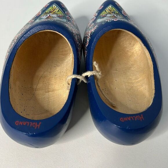 VZ Holland  Wooden Shoes Blue hand painted 22 - Picture 7 of 7